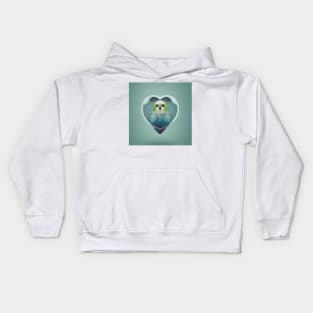 Cute Budgie In a Heart Shape. Perfect Valentines Bird Kids Hoodie